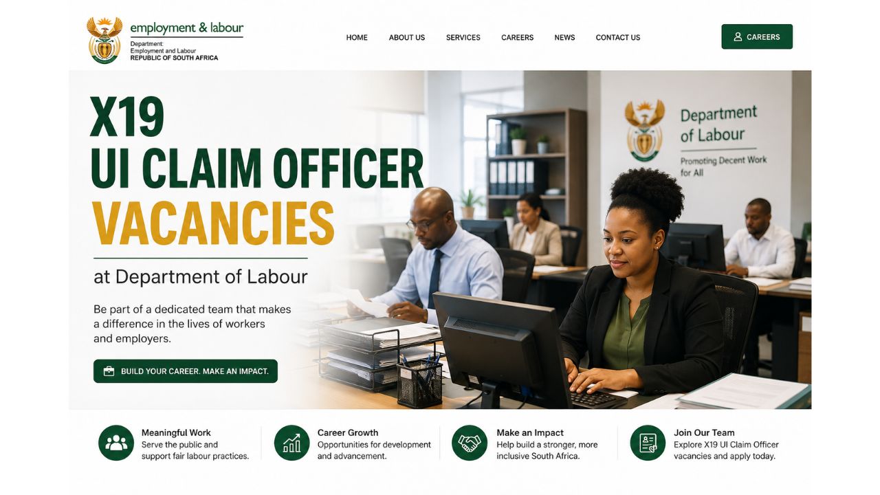 X19 UI Claim Officer Vacancies At Department of Labour – Apply Before 08 June 2026